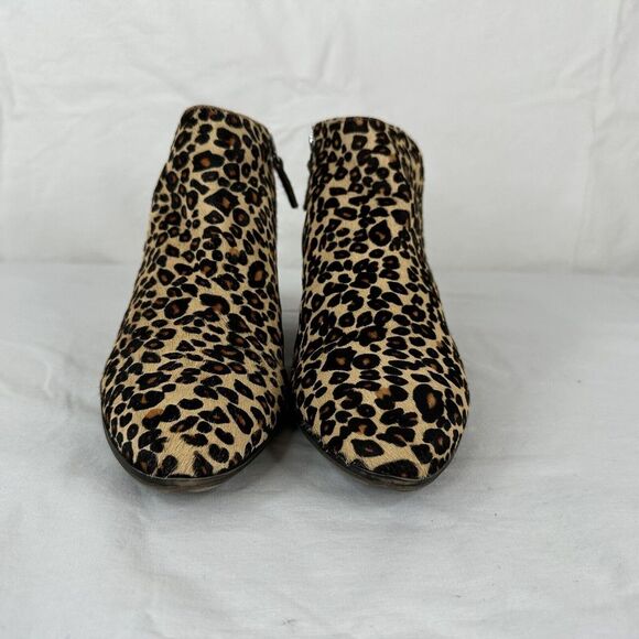 Caslon Nora Chelsea Womens Sz 8M Fur Calf‎ Hair Leather Leopard Zip Ankle Boots - Picture 3 of 8